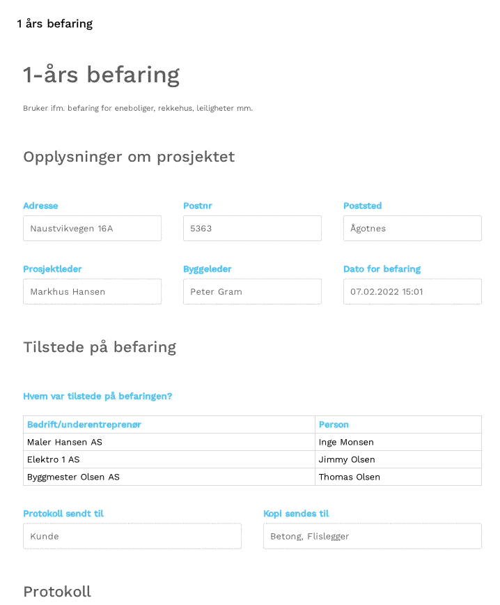 1 års befaring