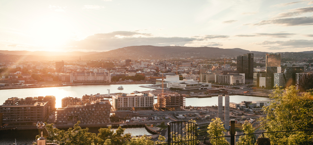 Bilde av oslo kommune sett fra toppen av en fjelltur.